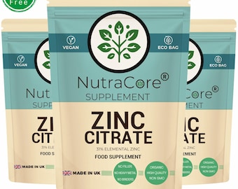 Cápsulas de citrato de zinc de 300 mg, extracto limpio, suplemento natural de alta potencia, vegano - NutraCore