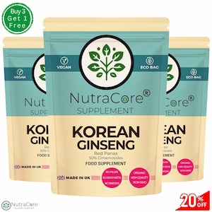 Korean Red Panax Ginseng Capsules 5000mg - Vegan Eco-Friendly Supplement