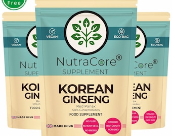 Korean Red Panax Ginseng Capsules 5000mg - Vegan Eco-Friendly Supplement