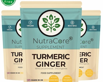 Turmeric Ginger Capsules: Vegan Plant-Based Supplement, NutraCore