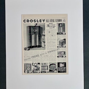 Vintage 1930s Crosley Radios Entertainment Original Print Ad in Mat Ready to Frame 16&quot;x20&quot; Art for Home or Office