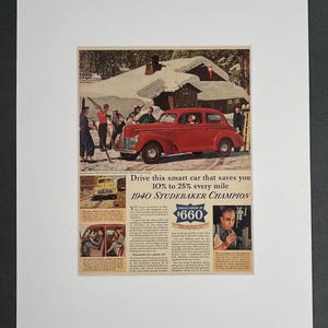 Vintage 1930s Studebaker Auto Original Print Ad in Mat Ready to Frame 16&quot;x20&quot; Art for Home or Office