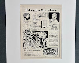 Vintage 1930s Jelke's Good Luck Vegetable Oleomargarine Food Original Print Ad in Mat Ready to Frame 16"x20" Art for Home or Office