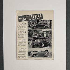 Vintage 1930er Jahre Chrysler Auto Original Print Ad im Passepartout bereit zum Rahmen 16 &quot;x 20&quot; Kunst für zu Hause oder im Büro