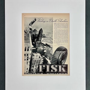 Vintage 1930er Jahre Fisk Tyres Original Print Ad im Passepartout bereit zum Rahmen 16 &quot;x 20&quot; Kunst für Zuhause oder das Büro