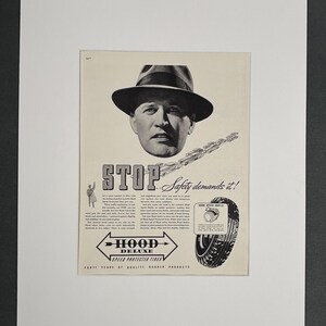 Vintage 1930er Jahre Hood Deluxe Tyres Original Print Ad in Mat bereit zum Rahmen 16 &quot;x 20&quot; Kunst für zu Hause oder im Büro