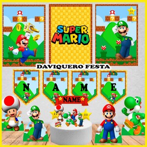 Super Mario Bros, kit de fête à domicile, à imprimer, fichiers PNG et PDF. Nouveau Super Mario Bros