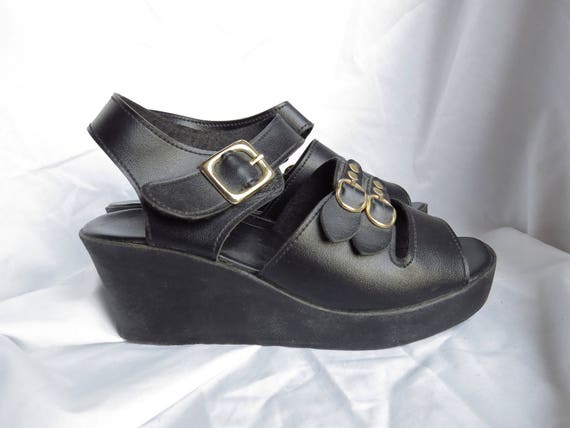 SHIN CHEN K and U Black Buckle 70s Platforms - image 2