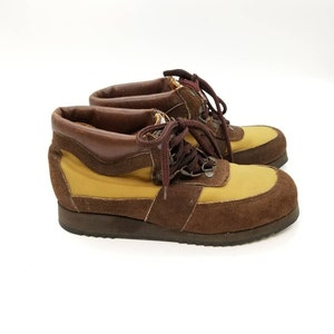 GOLDEN RETRIEVER Two-Tone Brown Hking Boot Genuine Canvas and Suede Women Size 8