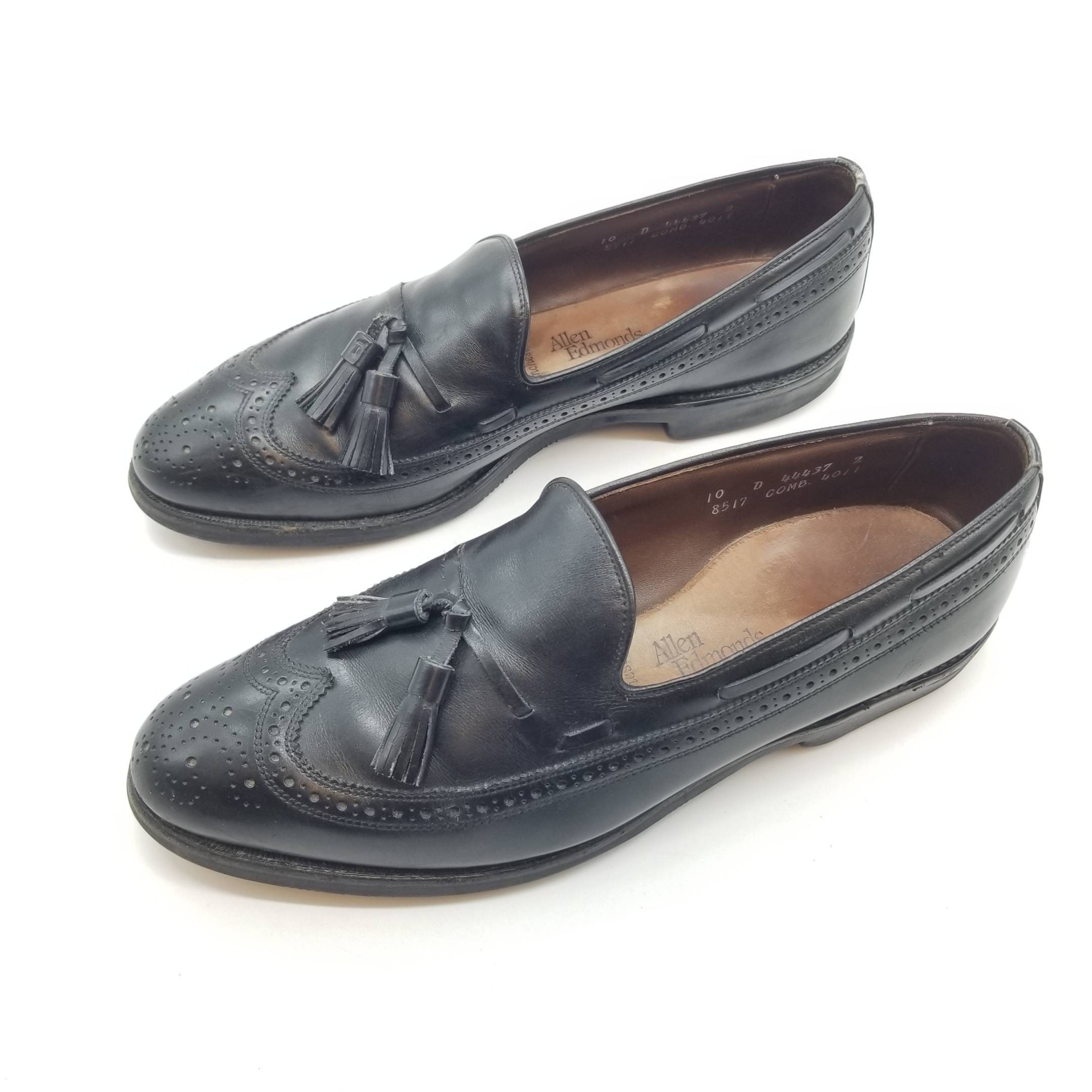 ✅Allen Edmonds Manchester Mens 10 Black Leather Bludgeoned Wingtip Tassel Loafer ALLEN EDMONDS Manchester Mens 10 D Black Leather Eyelet  main image 2