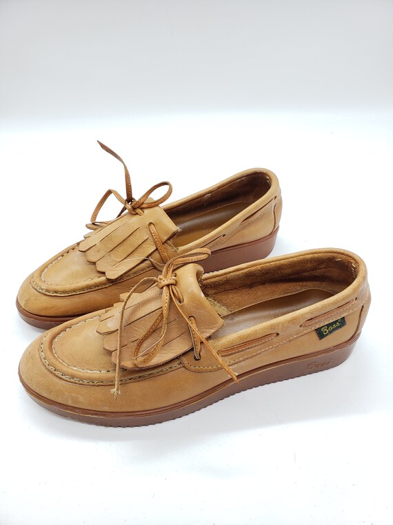 BASS Kiltie Wedge Boat Shoes Size 8N - image 3