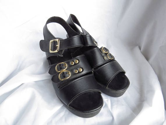 SHIN CHEN K and U Black Buckle 70s Platforms - image 5