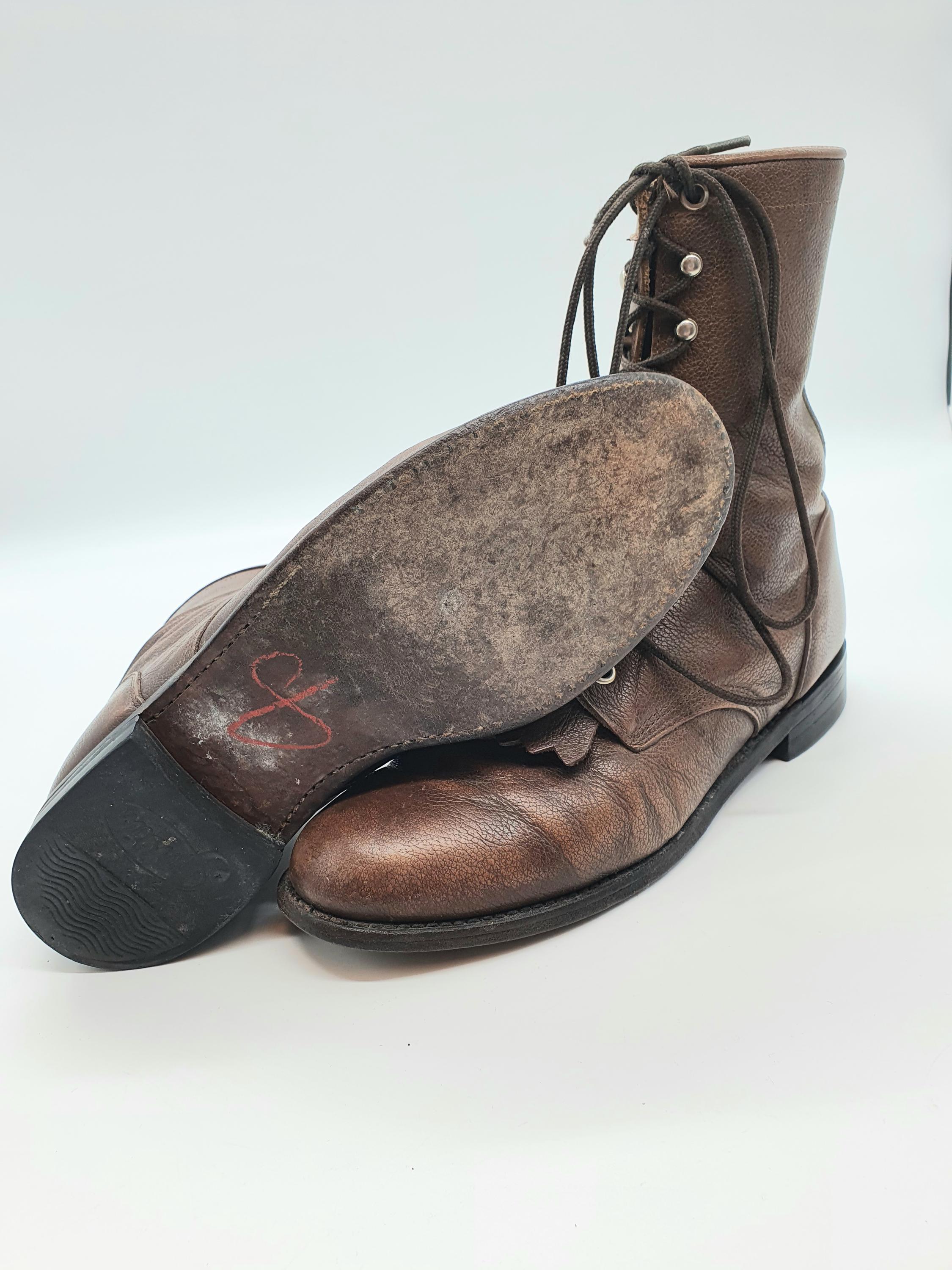 JUSTIN Brown Leather Lace up Cowboy Boots Kiltie Ropers 