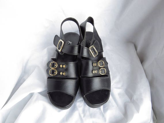 SHIN CHEN K and U Black Buckle 70s Platforms - image 3