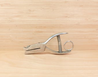 Vintage Maple Leaf Hole Punch Tool / Manual Hand Punch / Metal Punch / Leather Case / Tested