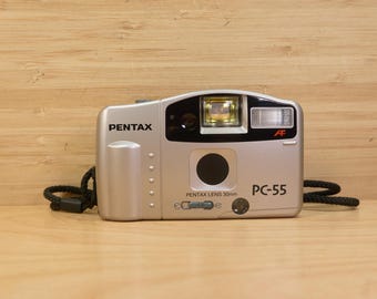 Pentax PC-55  / 35mm Film Point and Shoot Camera / Vintage Compact / Tested & Working