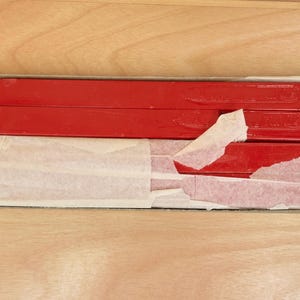 Dennison zegelwas Express rood 11″ sticks / 4-delige set / zeldzame vintage