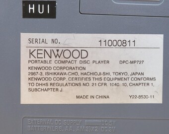 Vintage Kenwood DPC‑MP727 Portable CD Player MP3/WMA / Tested