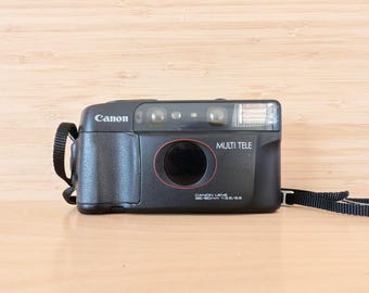 Vintage Canon Sure Shot Multi Tele 35mm Film Camera with Case
