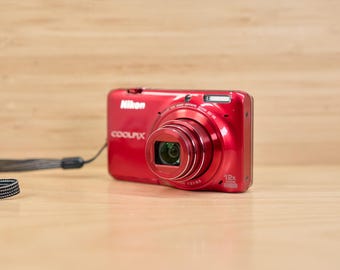 Nikon COOLPIX S6500 Digital Camera / Red / 16.0MP / 12x Zoom / Tested / Works