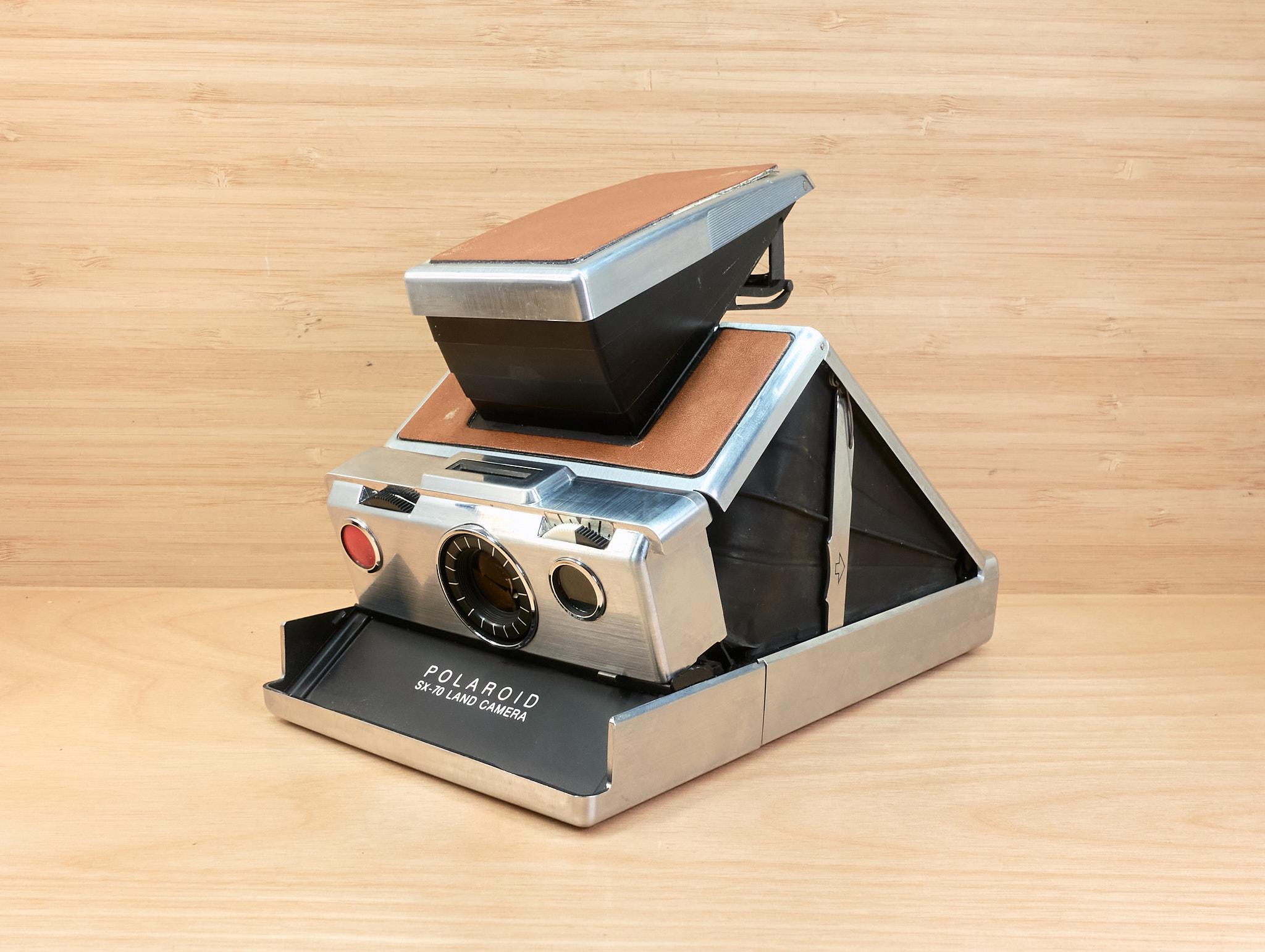 Vintage Polaroid SX-70 Land Camera / Original Chrome Tan Leather