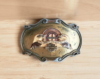 Fibbia per cintura da motociclista originale Harley-Davidson, vintage, Raintree, 75° anniversario 1978
