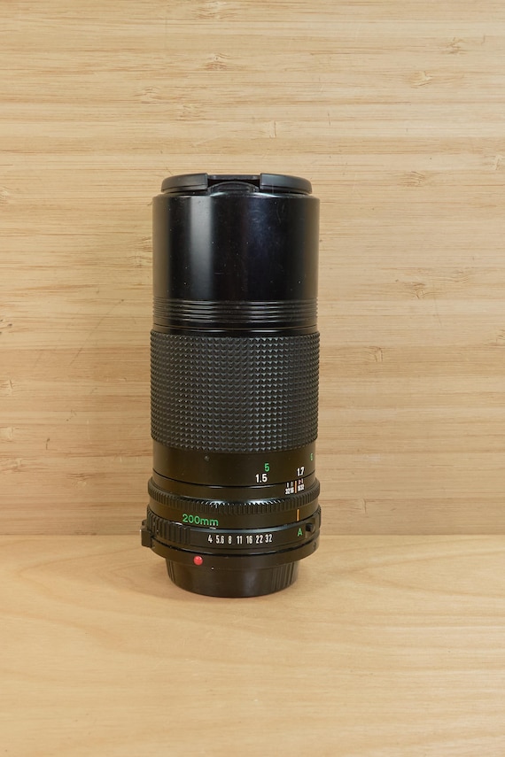 Vintage Canon FD 200mm Telephoto Lens: Manual Focus, Made in Japan