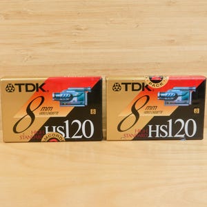 Cassette vidéo TDK 8 mm HS 120 – Lot de 2 / Scellée / Rubans vierges