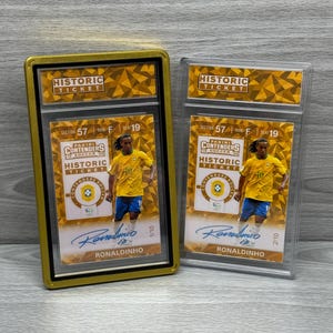 Ronaldinho Panini Historic Ticket Auto Gold /10 - CUSTOM Trading Card Slab