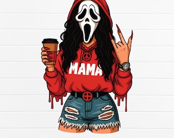 Horror Halloween PNG, Mama PNG, Halloween png, Coffee PNG, Spooky Mama png, Killer Mama Png, Sublimation, Digital Download, Halloween Shirt