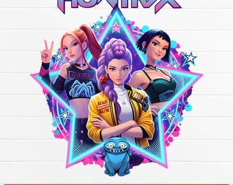 Saja Girls Anime Fan Art PNG, Kpop Huntrix PNG, K Pop Demon Hunters Clipart, Huntrix Shirt, Huntrix fans, Saja Girls Bands, Digital Download
