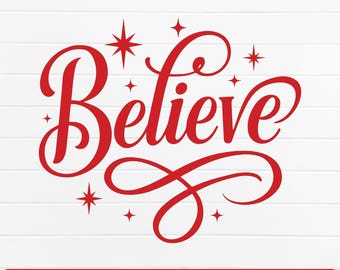 Believe SVG、クリスマス SVG、冬のドアサイン SVG、デジタルダウンロード、シルエット、Glowforge、クリスマスクリップアート、Believe Png Dxf、ホリデー SVG