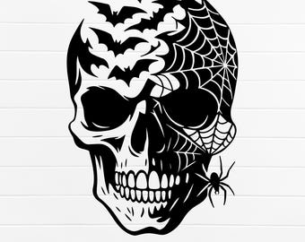 Skull Halloween SVG, Halloween shirt Svg, Spooky Haunted hallows eve Creepy SVG files for Cricut, CNC & Silhouette, Spooky Season mens, Boys