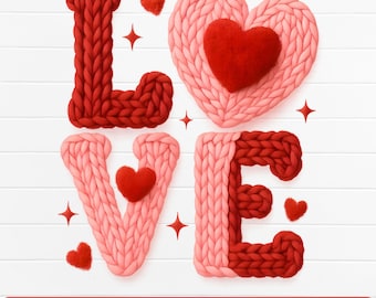 Faux Yarn Crochet Love Valentines Day PNG, Latch Hook Yarn Heart Sublimation Designs, Coquette Retro Valentine Shirt PNG Download