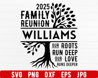 Albero della Riunione di Famiglia in formato SVG, Le nostre radici sono profonde in formato SVG, Riunione di Famiglia in formato SVG, Design per maglietta della Riunione di Famiglia, Albero della Riunione di Famiglia, Albero della Riunione 2025