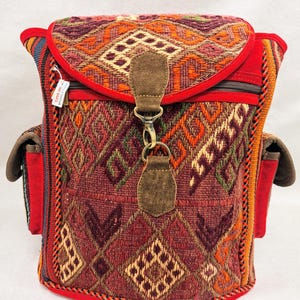 colourful handmade wool backpack