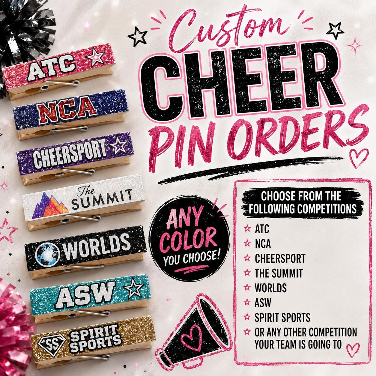 Custom Cheer Pins - Etsy