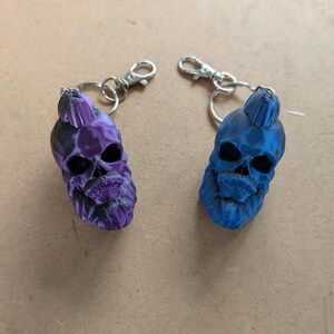 Bearded Skull w/ Mohawk Keychain
