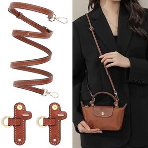 Longchamp Strap Replacement for Le Pliage & Neo Bags | Adjustable Punch-Free Cowhide Leather Shoulder Strap | Crossbody Conversion