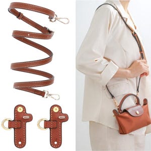 Transform Your Longchamp Le Pliage Mini Bag: Genuine Leather Crossbody Strap | Punch-Free Conversion Accessories