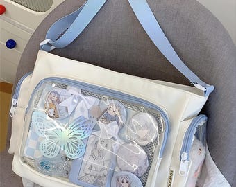 Ita Bag Kawaii Messenger Crossbody Große niedliche Pin Display Fenster Anime Schultasche 5 Farben Pastell Japanische Ästhetik