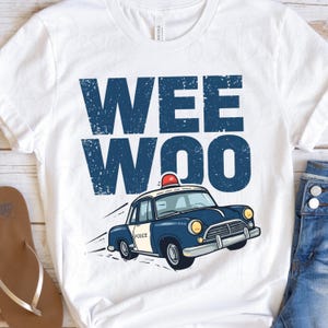 Wee Woo Police Car PNG Siren Shirt Design Kids Police Graphic