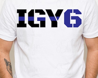 IGY6 Polisstöd PNG Tunn blå linje tillbaka den blå lagen och brottsbekämpande skjorta design sublimering grafik digital nedladdning