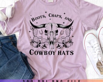 Western Bull Skull PNG Boots Chaps Cowboy Hats Country Western Shirt Design Digital Download