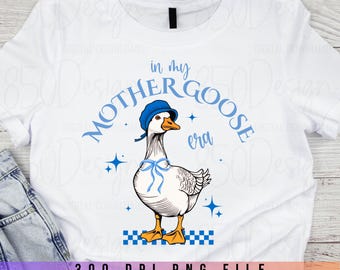 En mi época de Mamá Ganso PNG Lindo Ganso con Lazo en el Capucha Diseño de Camisa a Cuadros Retro Descarga Digital