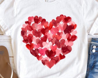 Watercolor Heart PNG Layered Valentine Shirt Design