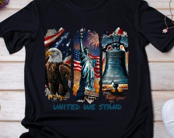 United We Stand PNG Patriotic Eagle Flag Shirt Design