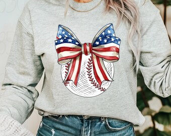 Coquette 4th Of July Baseball PNG Patriotic Bow USA Baseball Mom Girly Game Day Shirt Design Digital Download
