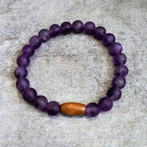 Men&#39;s Matte Amethyst Bracelet - 8mm Natural Gemstone - Calming & Spiritual