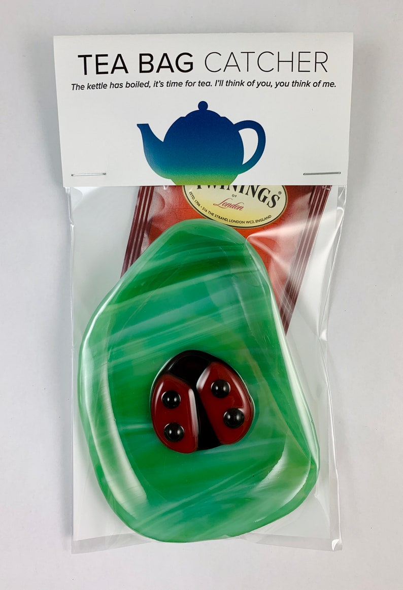 Ladybug Fused Glass Tea Bag Catcher Dish Etsy